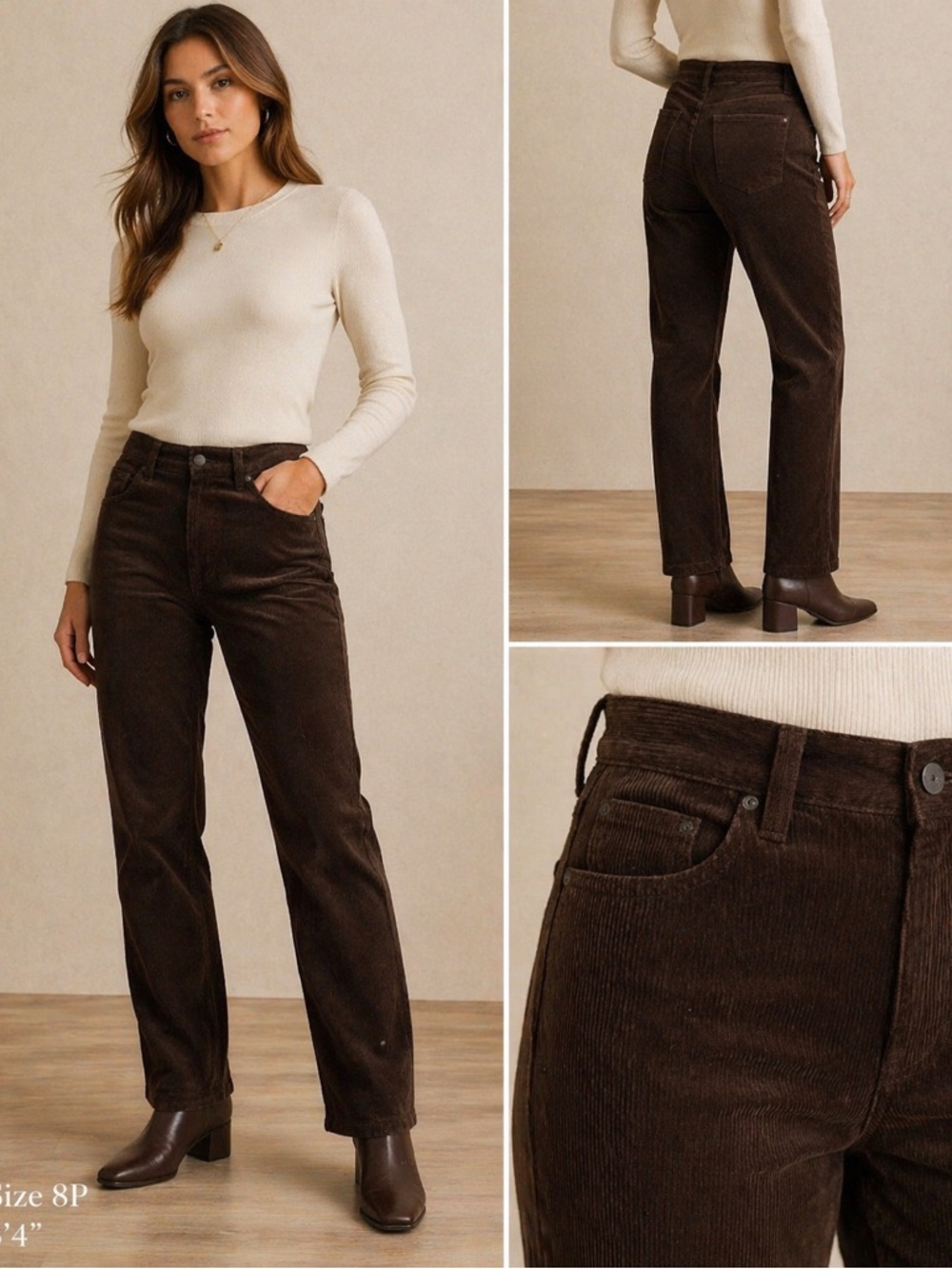 Lauren Ralph Lauren Brown Corduroy Pants Women’s 8P Petite Classic Fit